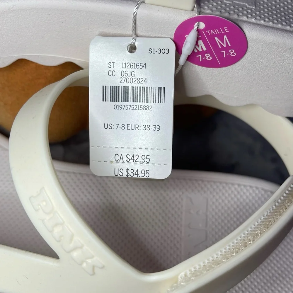 NWT PINK Victoria's Secret Light Cream Platform Sandals
